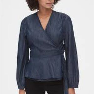 NWT GAP Blouson Sleeve Wrap Top in TENCEL™